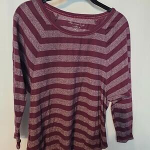 American Eagle Outfitters Size Med Women's Burgundy and Silver Shirt